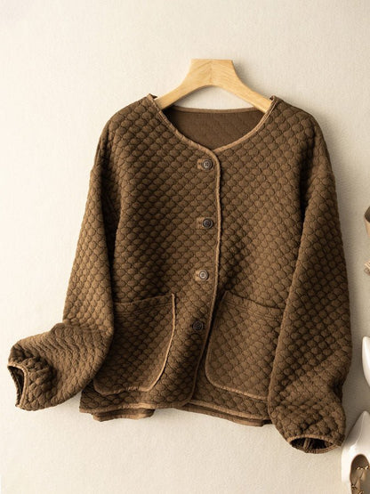 100% Natural Fabric Long Sleeve Buttoned Coat