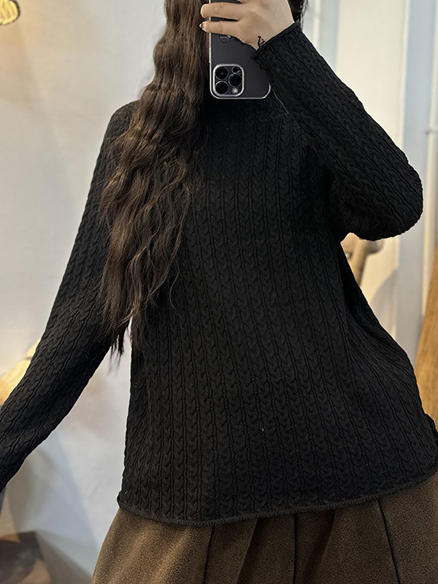 Stripe 3d Knitted Turtleneck Sweater