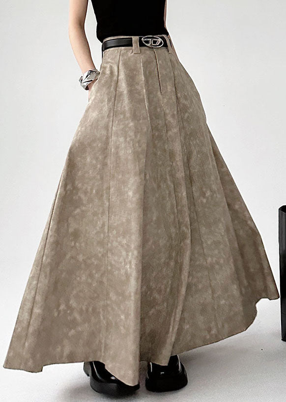 Grey Patchwork Tie Dye Pockets High Waist a Line Skirts
