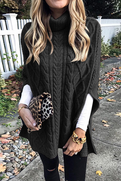 Turtleneck Color Slit Sweater