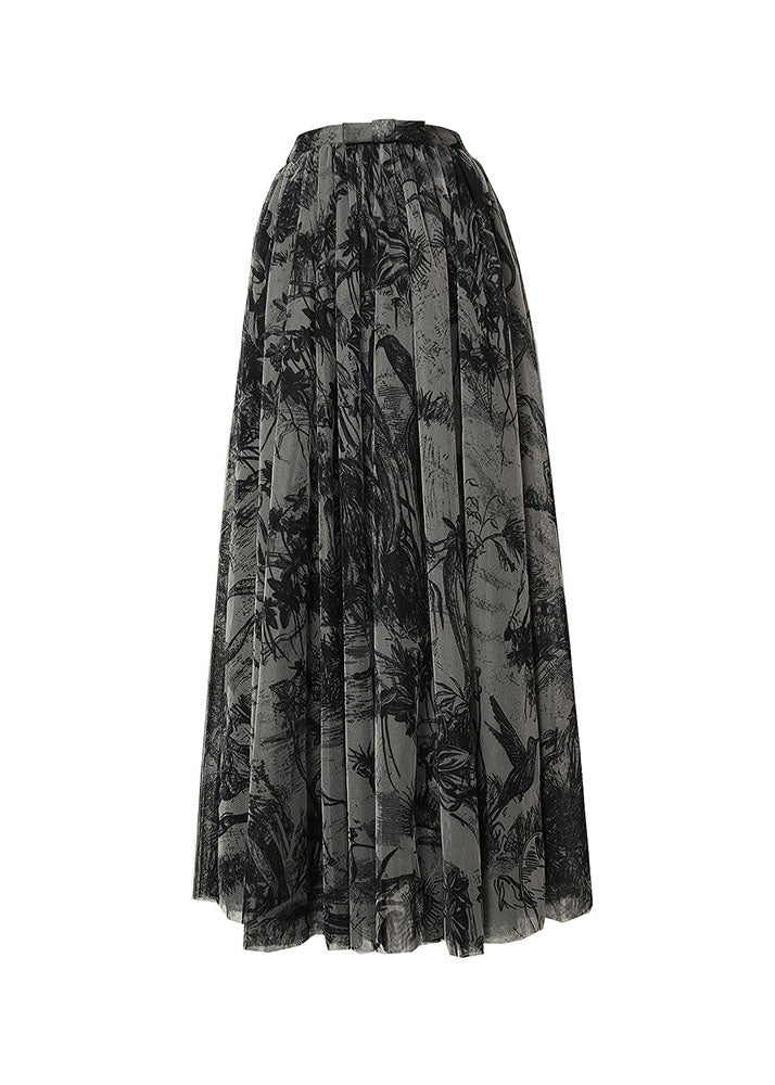 Colorblock Print Tulle Maxi Skirt Spring