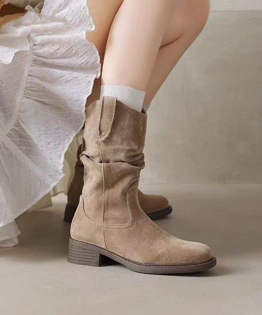 New Apricot Suede Splicing Boots