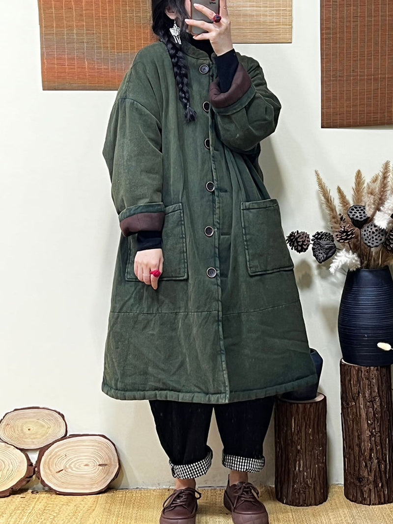 Winter Thickened Stand Collar Long Padded Coat