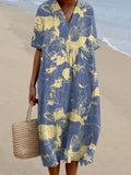 Gradient Floral Pattern V-Neck Women'S Dress
