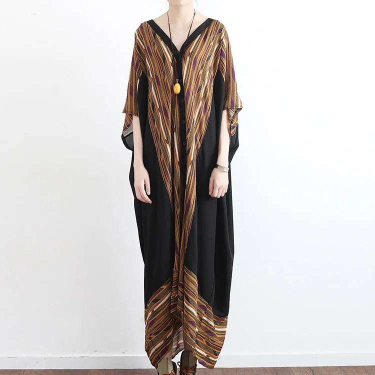 Oversized Yellow Chiffon Caftans Beach Dresses Long Causal Dresses Gown Flowy