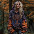 Tree Of Life Gothic Colorblock Hooded Sweater elevenforest