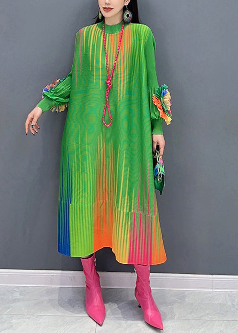 French Gradient Green Oversized Decorated Robe Dresses Spring