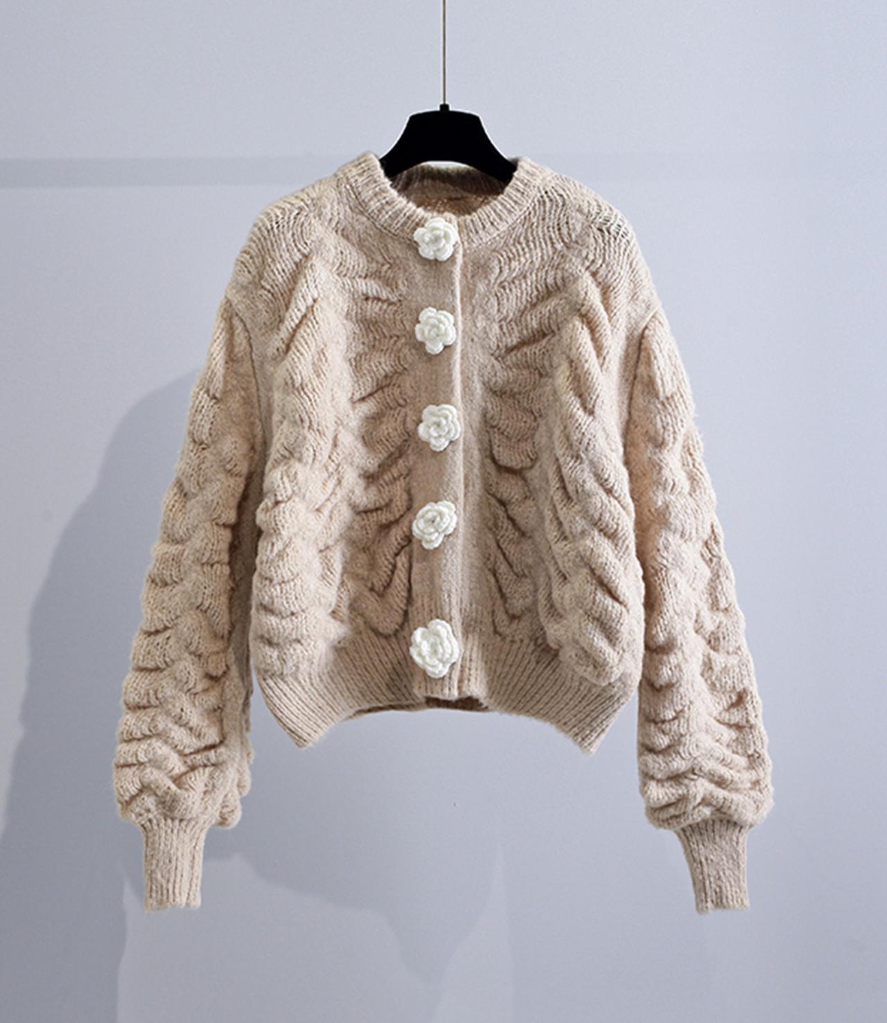 Flowers Long Sleeve Cardigan Sweater 027