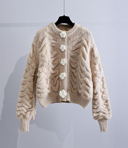 Flowers Long Sleeve Cardigan Sweater 027