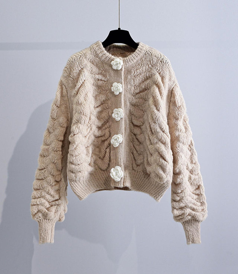 Flowers Long Sleeve Cardigan Sweater 027
