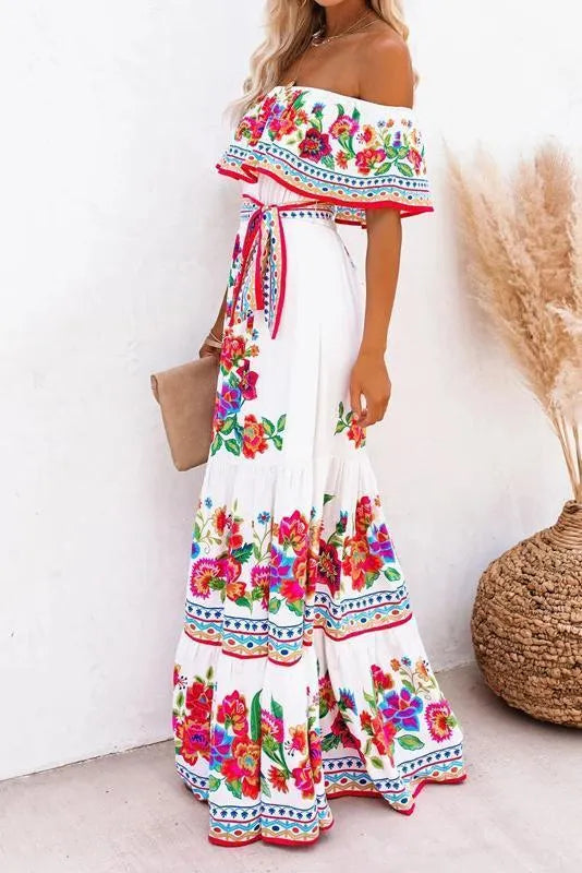 Off Shoulder Rainbow Dress