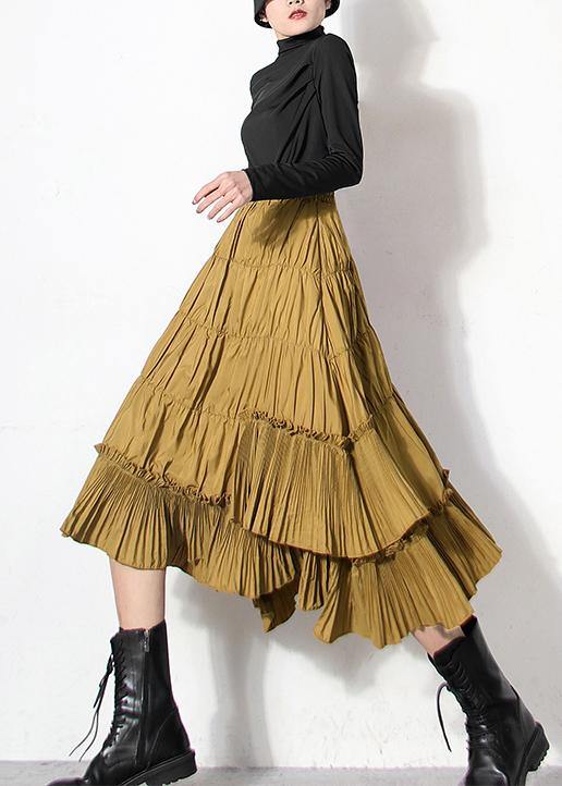 Yellow Cinched Tiered Summer Skirt