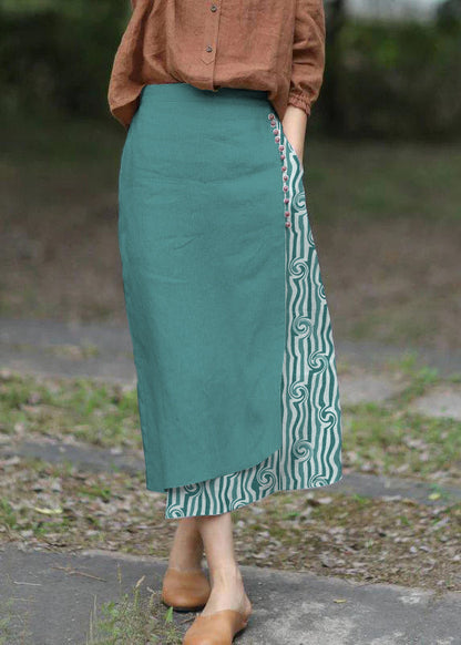 Boutique White Flowers Asymmetrical Design Elastic Waist a Line Skirts Spring