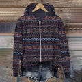 Vintage Iceland Stripe Knit Jacquard Zip Sweater artswardrobe