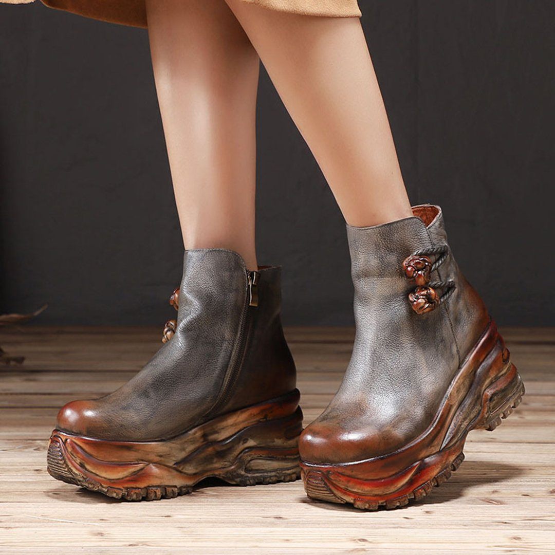 Cozy Leather Handmade Height Inceasing Boots Shoes