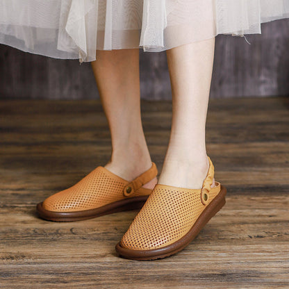 Summer Hollow Leather Sandals/slippers