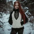 Women's Viking Tribal Jacquard Celtic Inspired Chunky Knit Hooded Sweater artswardrobe