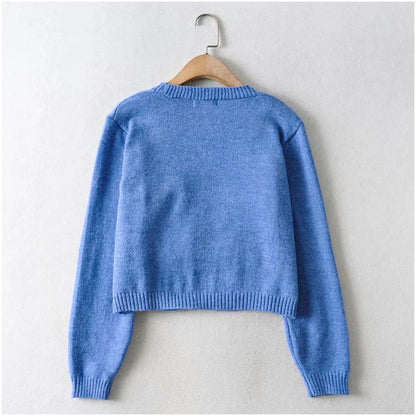 Flower Embroidery Short Loose Cardigan Top Coat 7212