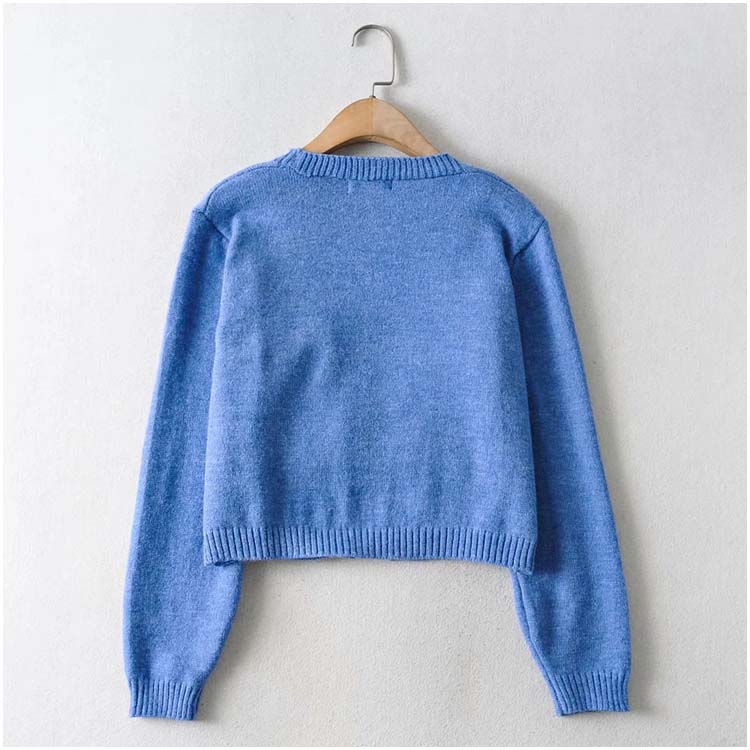 Flower Embroidery Short Loose Cardigan Top Coat 7212