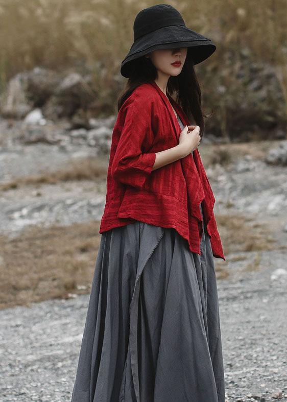 Diy Red Cotton Tunics for Bracelet Sleeved Clothing Summer Shirt