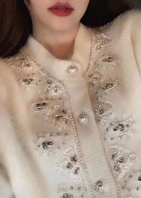 Handmade White Button Nail Bead Ma Hai Mao Coats Fall