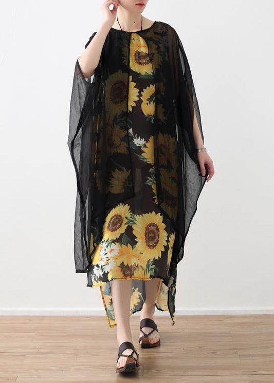 Loose Cotton Dresses False Two Pieces Long Summer Dresses