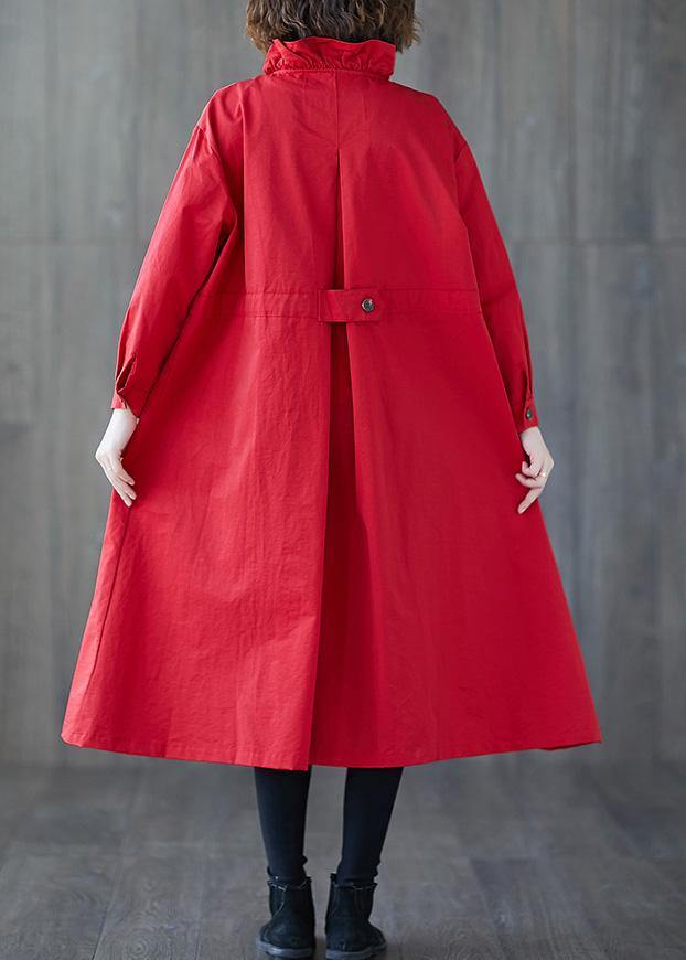 Clothing Long Jackets Fall Ruffled Drawstring Zippered Coat