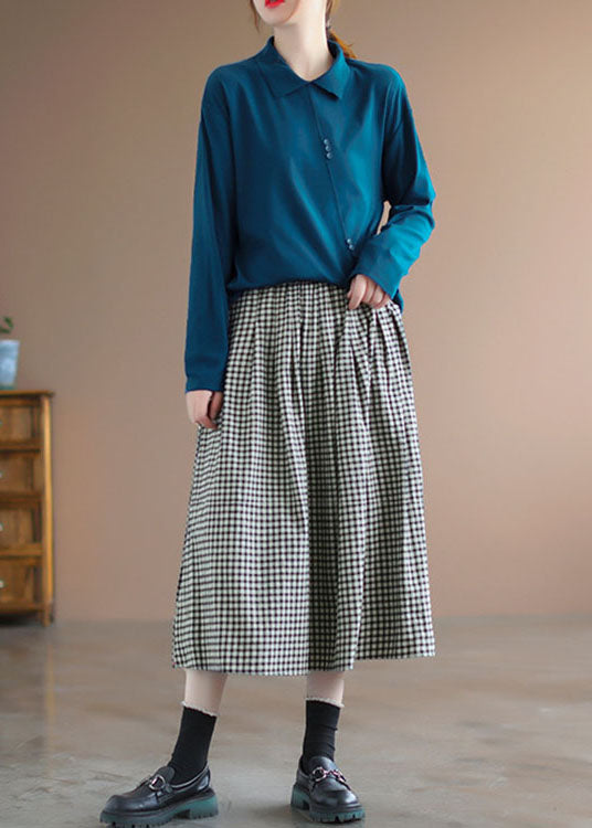 Handmade Red Plaid Circle a Line Spring Skirts