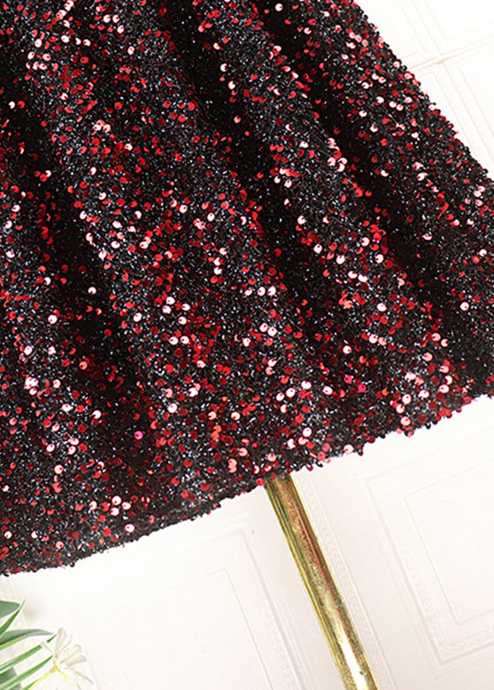 Mulberry Elastic Waist Sequins Tulle a Line Skirt Spring