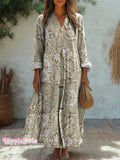 Women's Vintage Lovely Floral Art Print Cotton Dress