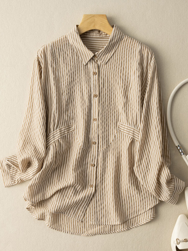 Classic Stripe Long Sleeves Shirt in Color