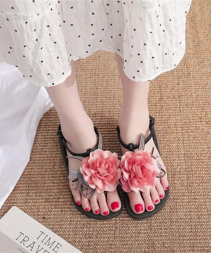 Pink Holiday Flat Sandals Splicing Peep Toe