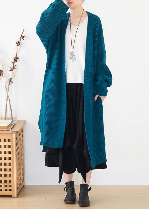 Oversized Knit Sweat Tops Oversize Blue Side Open Knitted Cardigans