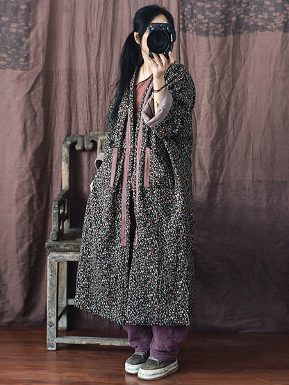 Winter Warm Pocket Print Coat