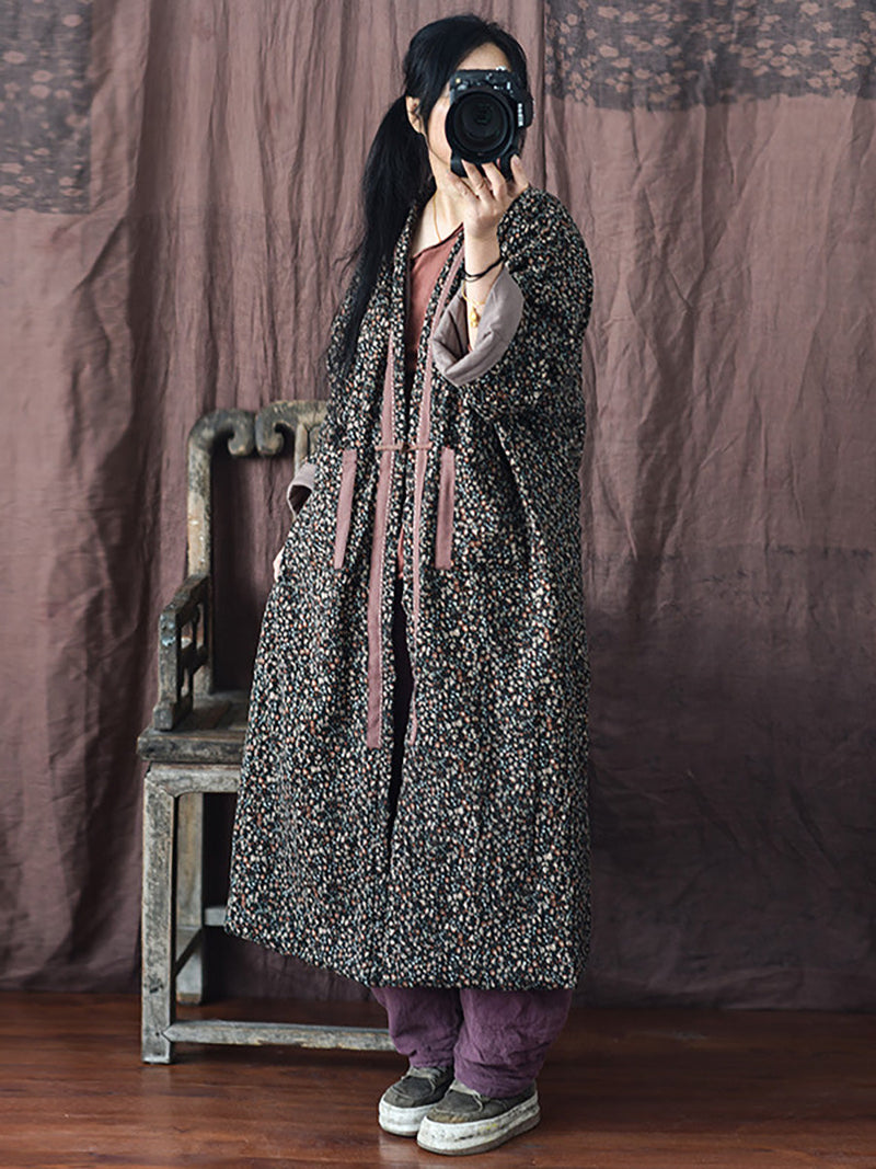 Winter Warm Pocket Print Coat