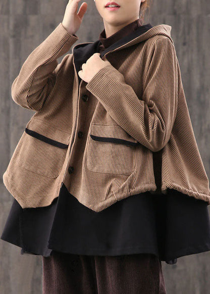 Simple Coffee Retro Loose Button Fall Coat