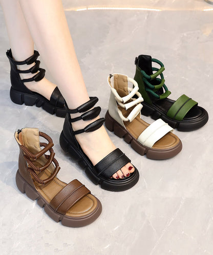 Brown Open Toe Platform Sole Roman Cool Boots