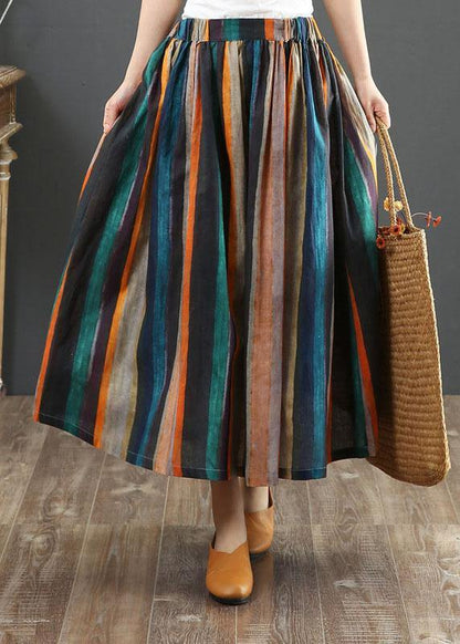 Striped a Line Gray Crane Skirts Linen