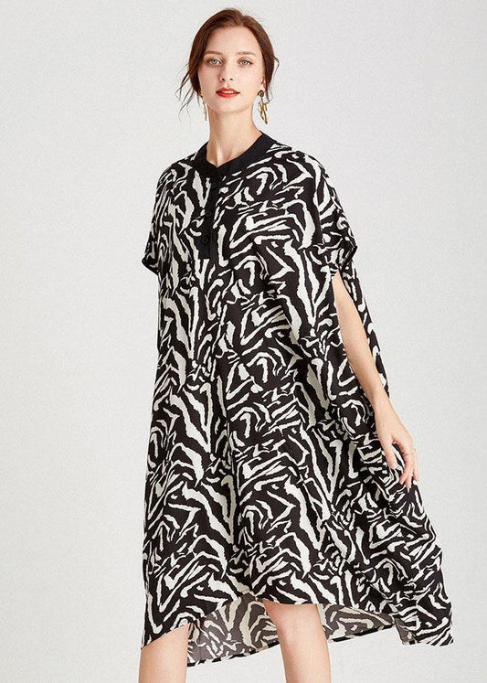 Organic Zebra Pattern O-neck Print Summer Vacation Dresses Short Sleeve
