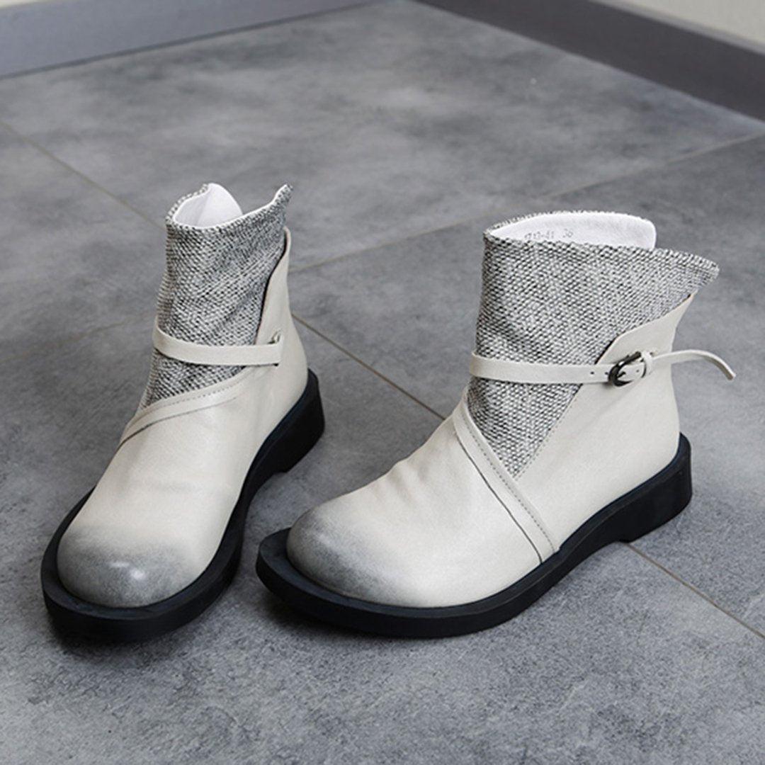 Cozy Leather Paneled Flats Martin Boots