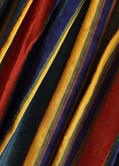 Unique Rainbow Elastic Waist Striped Skirt Spring