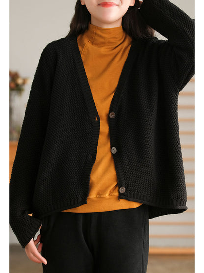 Winter Artsy Knitted Button Hemming Sweater
