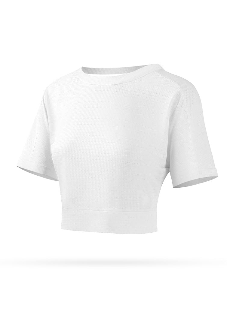 Unique Purple O-neck Short Sleeve Yoga Top