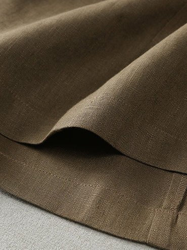 Color Elastic Waist A-line Linen Skirt