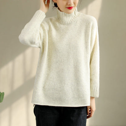 Autumn Winter Cotton Knitted Elastic Sweater