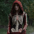 Halloween Bloody Skeleton Cozy Knit Hooded Sweater artswardrobe