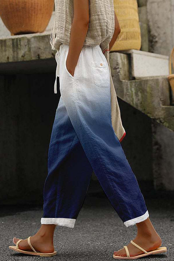 Fitted, loose-fitting pants