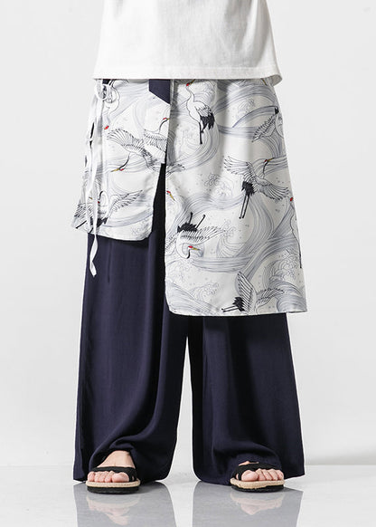Boutique Black Pockets Print Patchwork Cotton Pants Skirt Summer