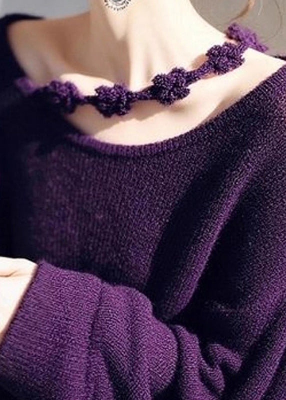 Wine Red O-neck Cozy Knit Sweater Fall