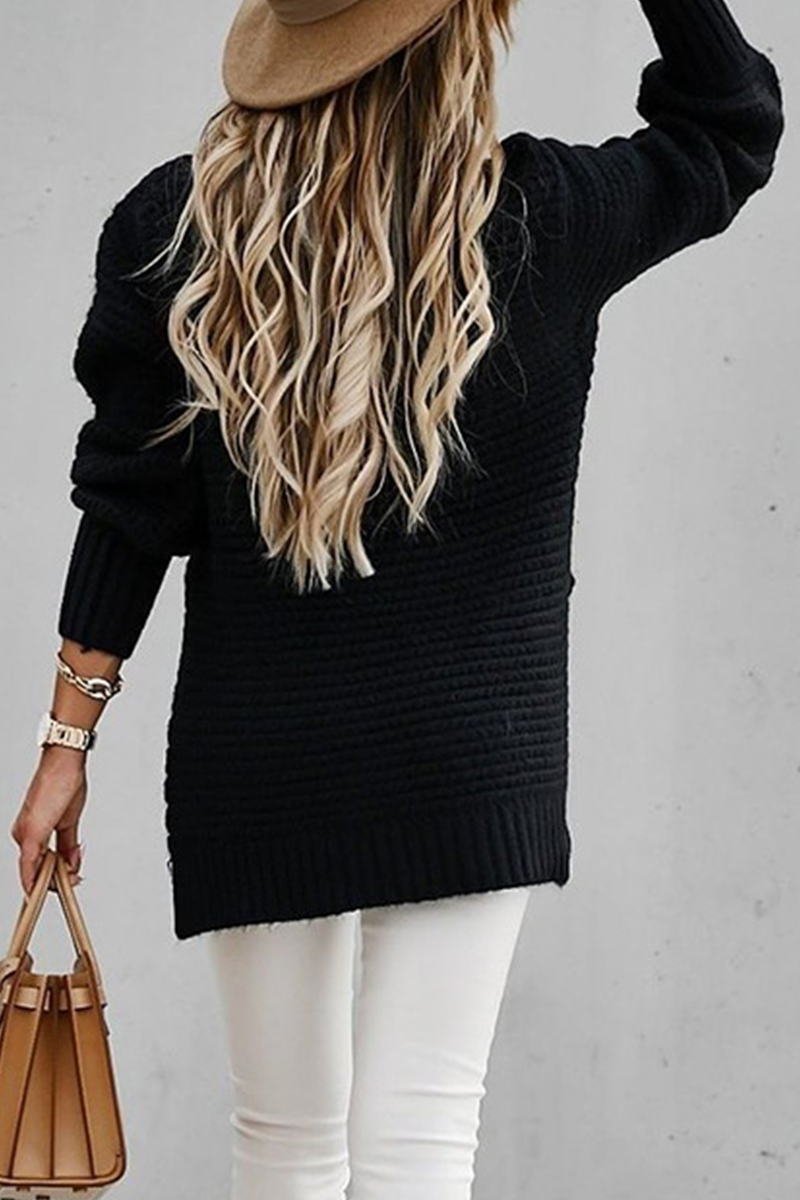 Street Slit O Neck Sweaters(4 Colors)